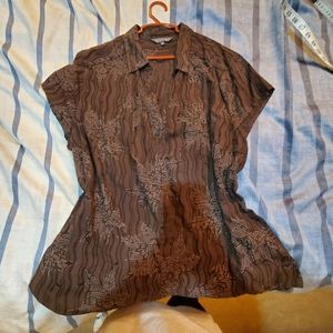 Addition Elle brown floral short sleeve button up